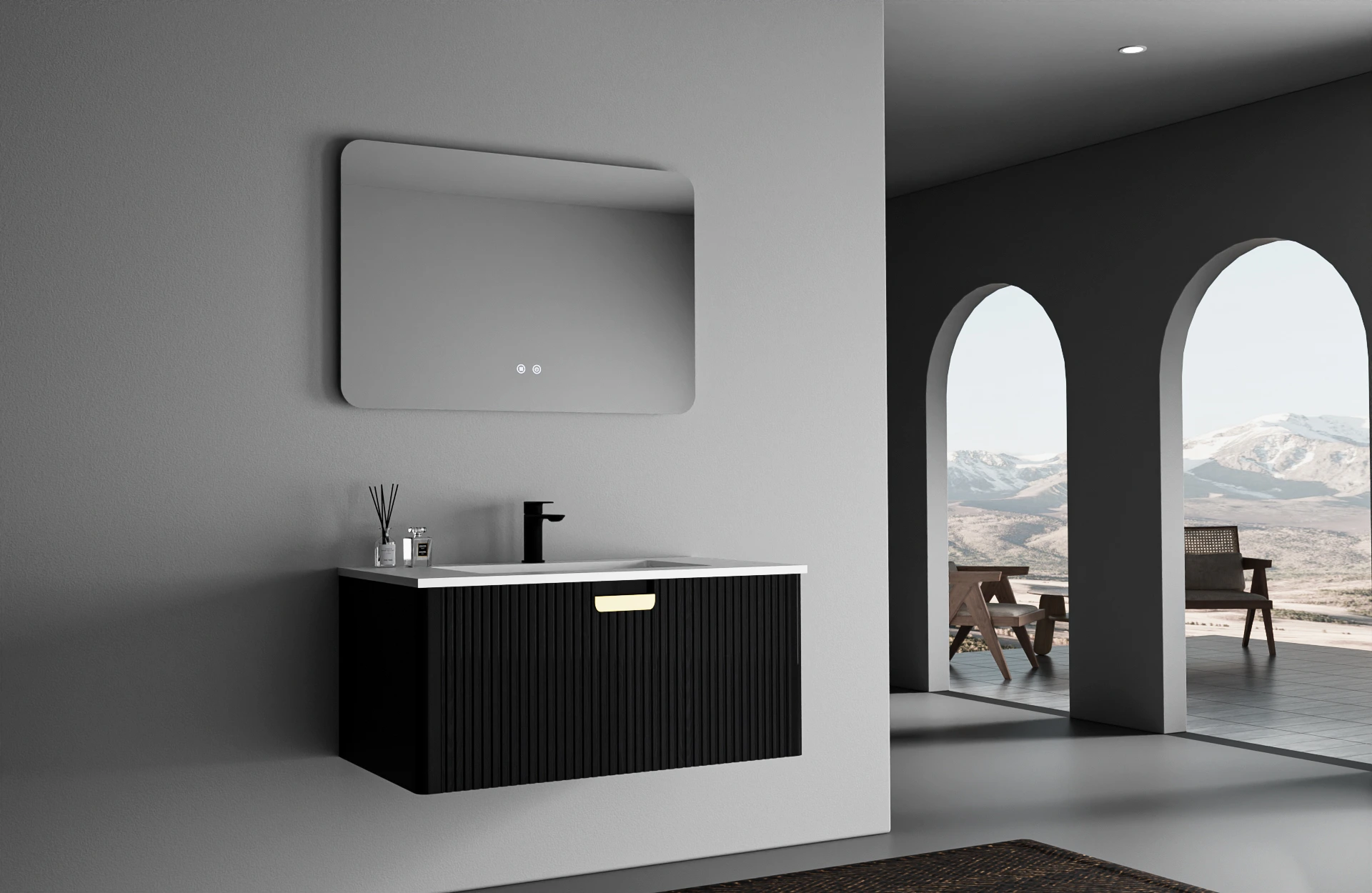 Party wall - hung vanity